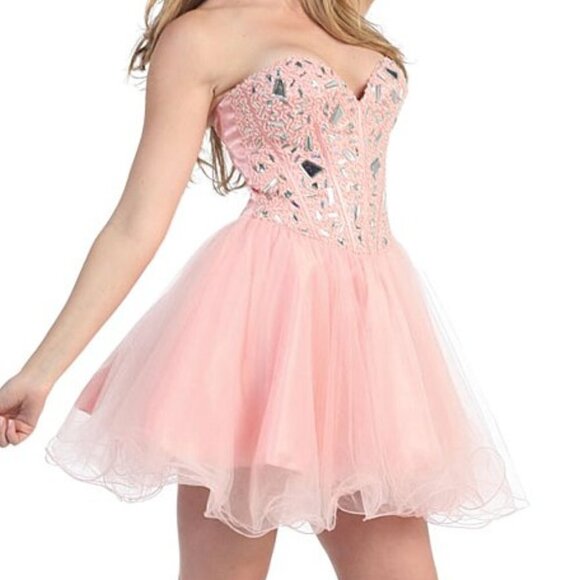 MayQueen Dusty Rose Embellished Strapless Sweethea Dresses & Skirts - MayQueen Dusty Rose Embellished Strapless Sweetheart Dress